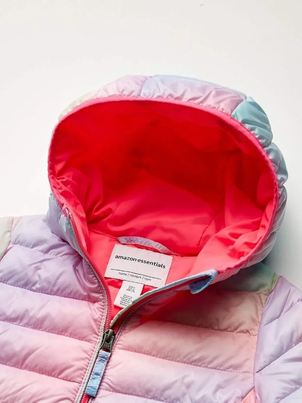 Kids Girls Pink Ombre Nylon Lightweight Packable Hooded Stylish Puffer Jacket